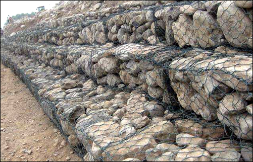 Galfan galvanized green polymer coated box type gabion baskets